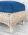Vintage 70s Coastal Natural Wicker Blue Suede Footstool Ottoman For Sale - Image 9 of 10