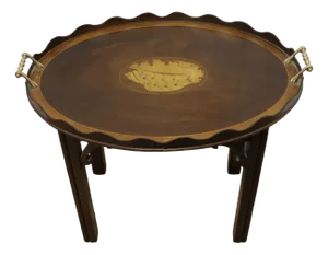 Georgian Style Inlaid Butlers Tray on Stand, 1890s, Set of 2