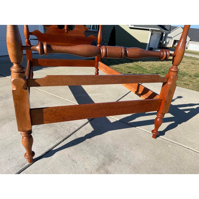 Mid 20th Century Vintage Mid Century Campbellsville Full Size Solid Cherry Cannonball Bed With