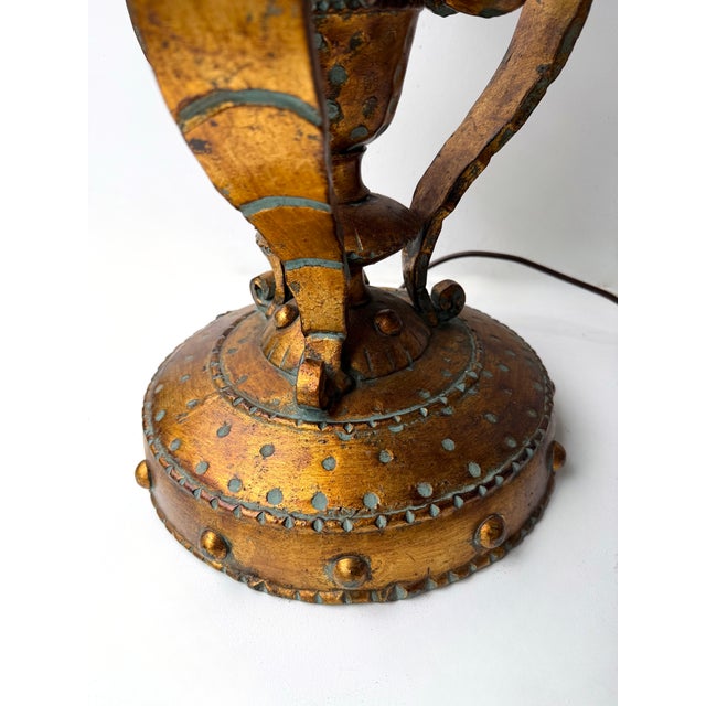 Longobard Large Hammered Glass Wrought Iron Lantern Lamp by Longobard, Italy, 1970s For Sale - Image 4 of 13