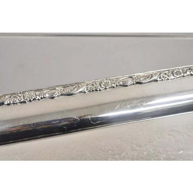 Silver Vintage Wa Rogers Victorian Rose 992 Silver Plated Serving Platter Tray For Sale - Image 8 of 11