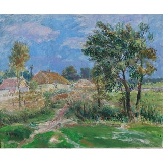 Ukrainian Impressionism Painting – Summer Rural Landscape, Soviet Art (1987) 40-50 For Sale