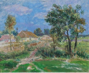 Ukrainian Impressionism Painting – Summer Rural Landscape, Soviet Art (1987) 40-50