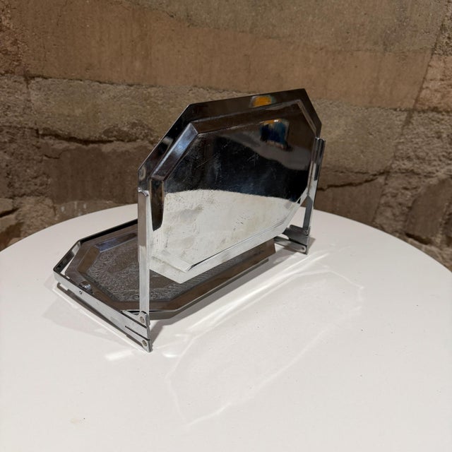 Chrome Chase Art Deco Chrome Triple-Tier Folding Snack Tray Fb Plated For Sale - Image 8 of 13