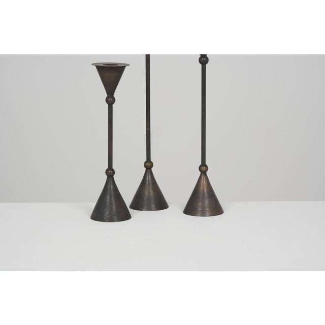 Metal Vintage Candlesticks by Christian De Beaumont, 1980, Set of 3 For Sale - Image 7 of 9