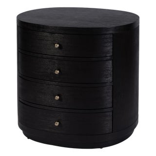 Nora 28 in. W Oval Wood 4 Drawer Nightstand, Antique Coffee For Sale