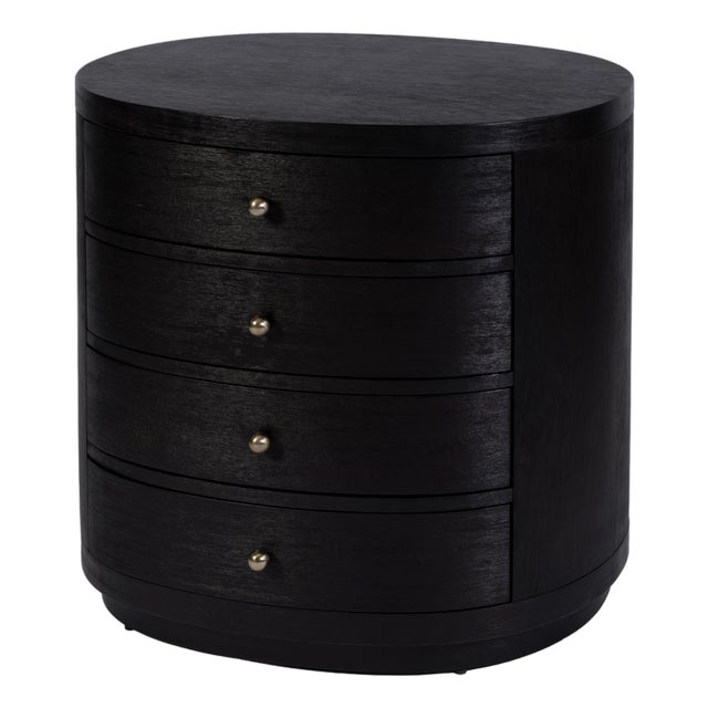 Nora 28 in. W Oval Wood 4 Drawer Nightstand, Antique Coffee For Sale