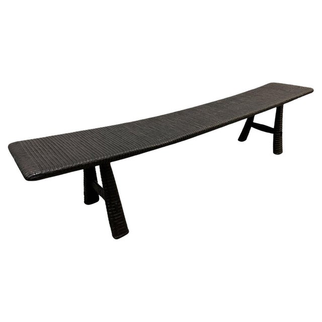 Andrianna Shamaris Impressive Hand Carved Espresso Stained Teak Wood Bench For Sale - Image 15 of 18