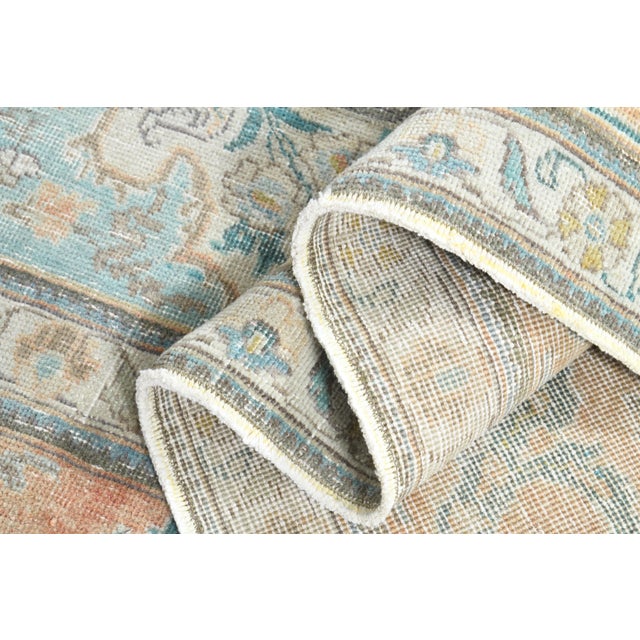 1970s 1970s Vintage Persian Handmade Wool Cotton Green Area Rug For Sale - Image 5 of 10