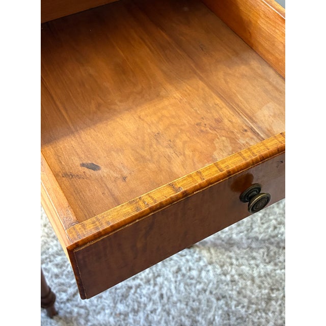 Country Sheraton Cherry One Drawer Stand, 19th Century; With Reeded Legs For Sale - Image 11 of 12