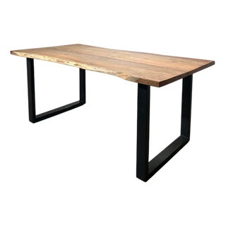 Dining Table in Wood with Metal Legs For Sale