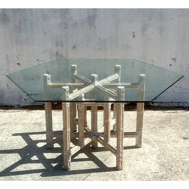 Vintage Coastal Bundled Bamboo Dining Table After McGuire For Sale - Image 10 of 13