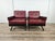 Pair of 1960s Italian armchairs in industrial vintage style with iron structure and black/burgundy imitation leather...