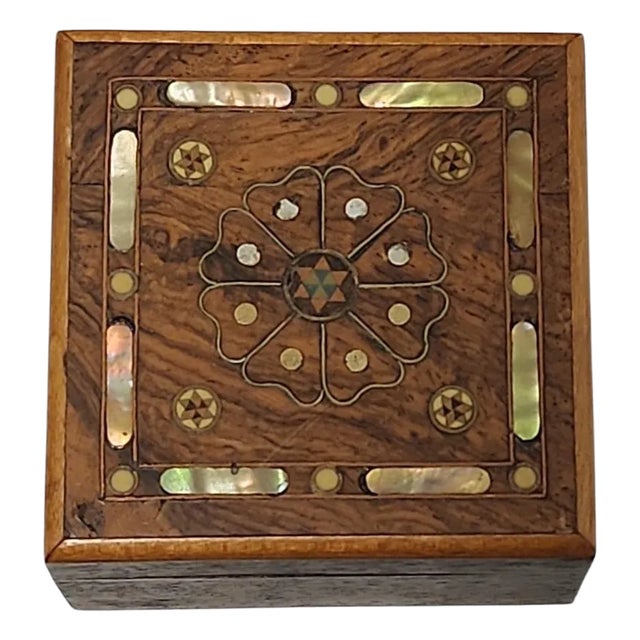 Early 20th Century Rosewood Mother of Pearl Ring Box For Sale