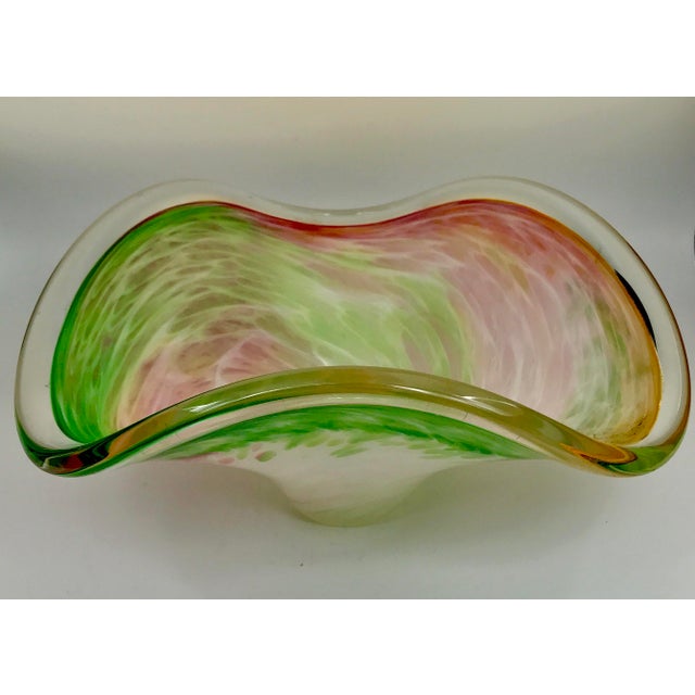 Mid-Century Murano Pastel Swirls Zanfirico Organic Form Bowl For Sale - Image 11 of 13