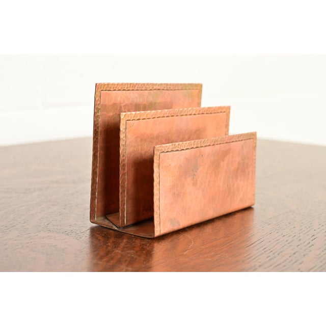 Roycroft Arts & Crafts Hammered Copper Letter Rack For Sale - Image 13 of 13