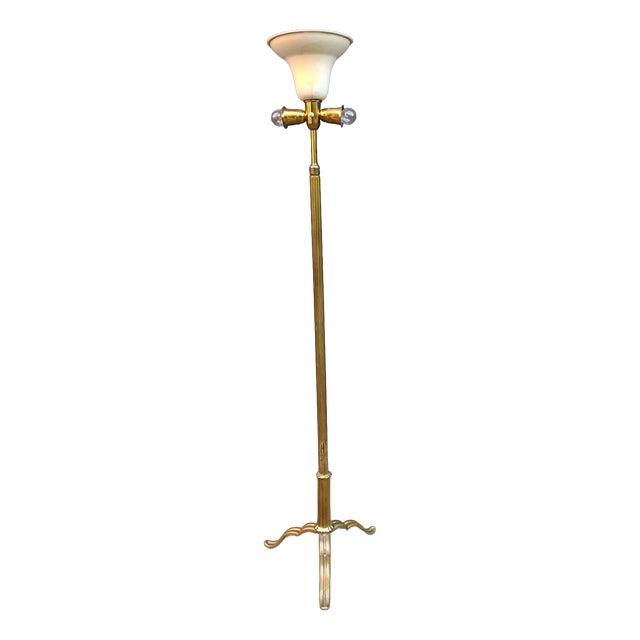 Brass Floor Lamp, 1940s For Sale
