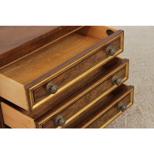 1980s Karges French Louis XVI Walnut 3 Drawer Nightstand For Sale - Image 5 of 15