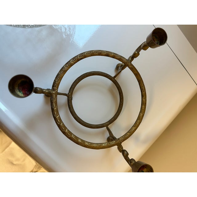 French Provincial Antique 19th Century French Gilt Brass & Glass Centerpiece Candelabra Bowl For Sale - Image 3 of 5