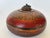 Vintage Asian Red and Black Painted Wooden Round Lidded Box With Metal Ring Handle For Sale - Image 17 of 17