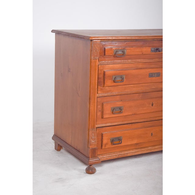 Brown Antique Rustic Chest of Drawers in Pine, 1890s For Sale - Image 8 of 9