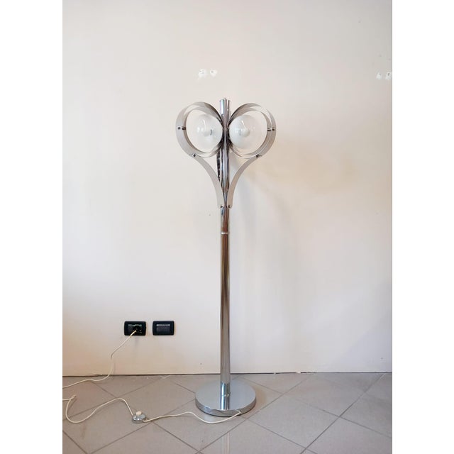 Space Age Floor Lamp with Three Lights in Chromed Metal, 1970s For Sale - Image 9 of 9