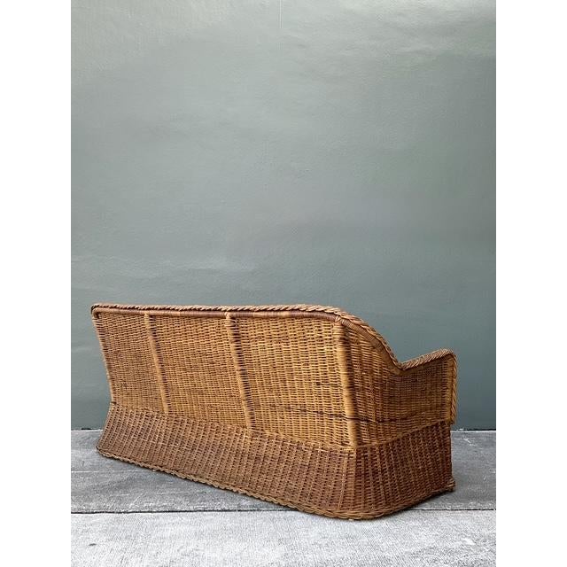 Vintage Boho Braided Rattan Sofa For Sale In West Palm - Image 6 of 12