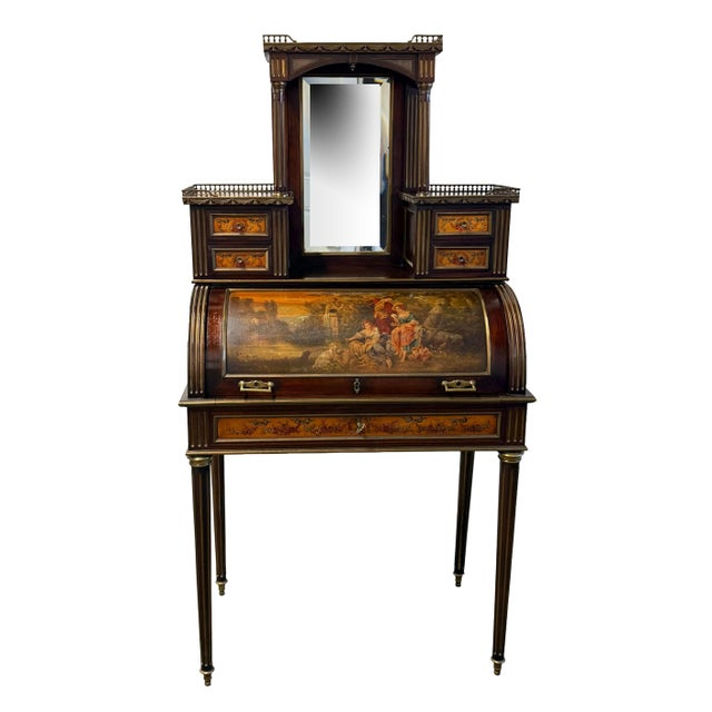 The standout focal feature is its beautiful Vernis Martin hand-painted finishes. The curved cylinder roll top showcases a...