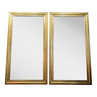 Pair of Gold Gilt Louis Philippe Mirrors With Geometric Pattern For Sale