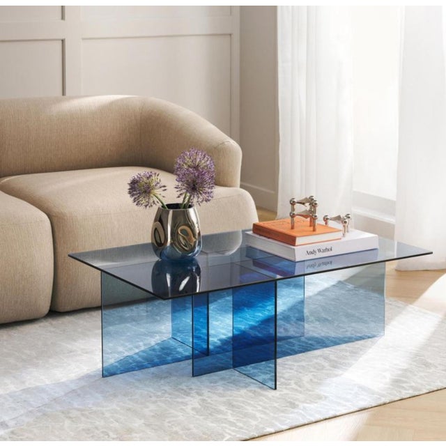 Acrylic Coffee Table Blue For Sale - Image 4 of 5