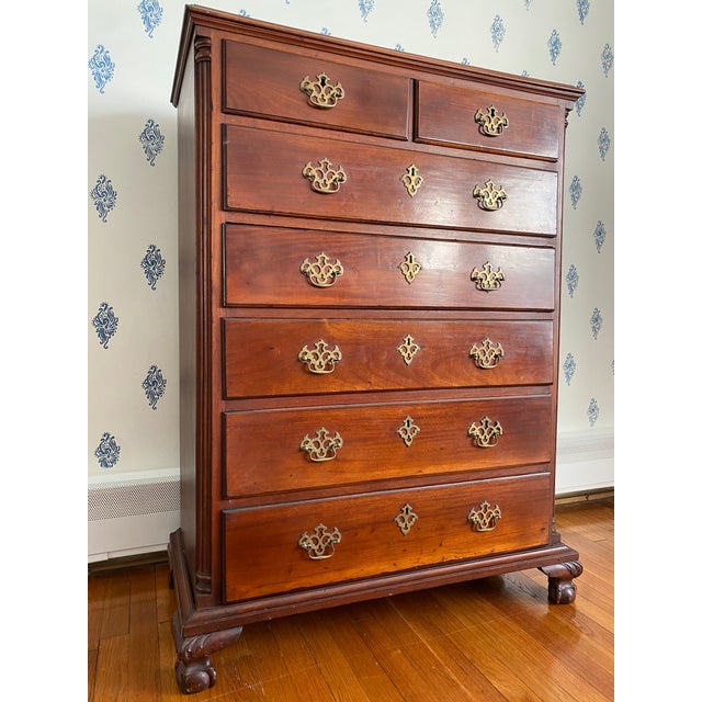 Late 18th Century Antique Late 1700s New York Chippendale Mahogany Tall Chest For Sale - Image 5 of 14