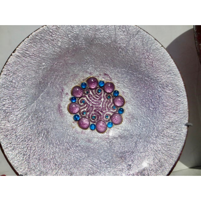 Paint Assembled Set of 3 MCM Enamel Copper Trays - A Set of 3 For Sale - Image 7 of 13