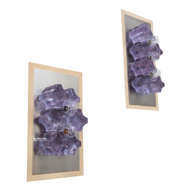 Sculptural Poliarte Murano Glass Wall Sconces, 1970s, Set of 2 For Sale