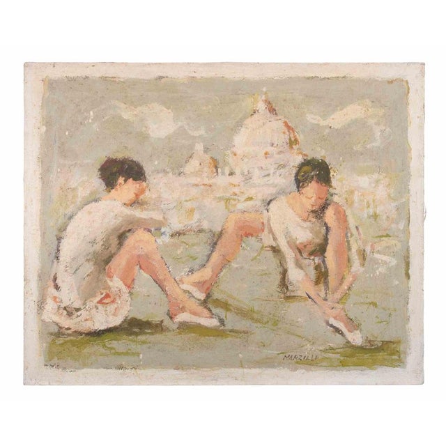 Oil on canvas realized by Franco Marzilli (1934-2010) in 1970s. Hand signed lower right. Very good condition. Franco...