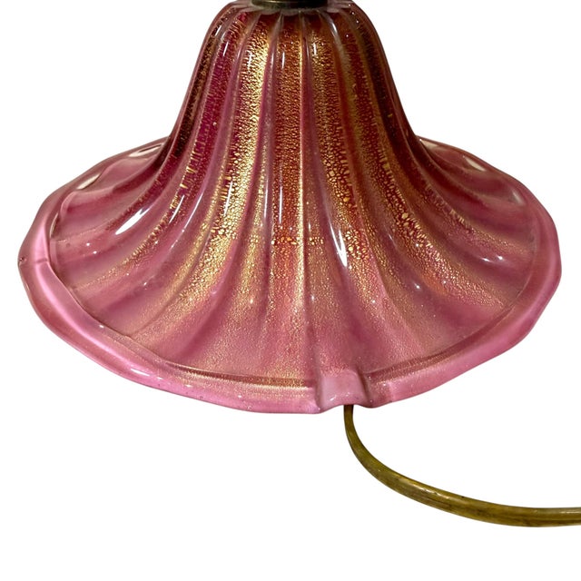 1970s Barovier & Toso Murano Pink Opalescent Glass Table Lamp For Sale - Image 4 of 7