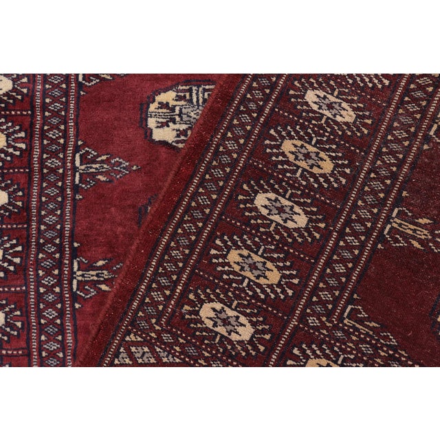 Maroon Tribal Bokhara Maroon/Gray Hand Knotted Wool Rug For Sale - Image 8 of 9