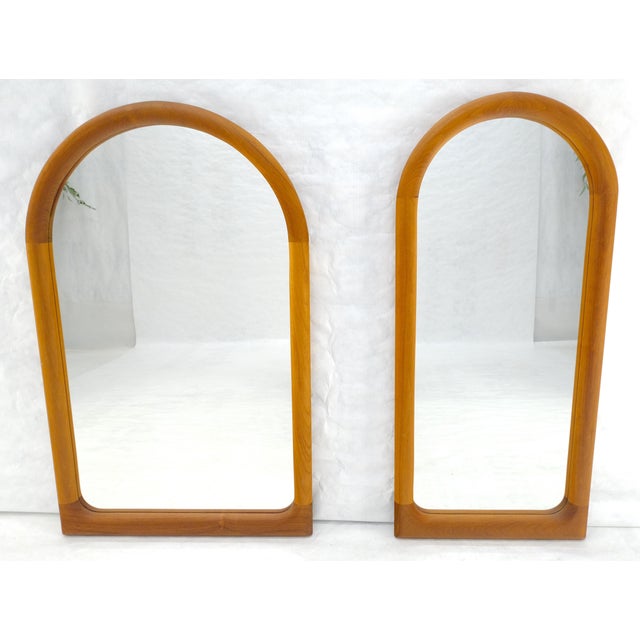 Pair of Teak Dome Shape Solid Teak Danish Mid Century Modern Mirrors MINT For Sale - Image 6 of 15