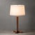 Mid-Century Modern Swiss Cross Table Lamp - Dark Walnut Wood Finish, Weathered Brass, White Linen Shade For Sale - Image 3 of 12