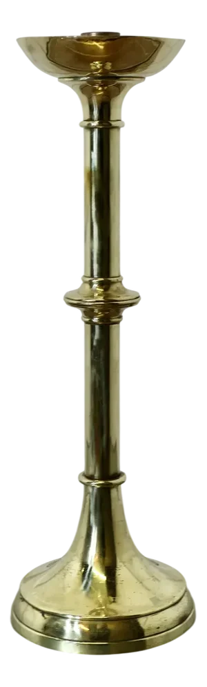Tall Arts and Crafts Brass Candleholder, 1890s