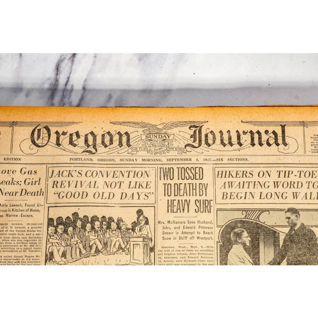 Early 20th Century Huge Oversized Antique Newspaper "Oregon Journal" Portland Book Advertising Industrial Home Decor For Sale - Image 5 of 14