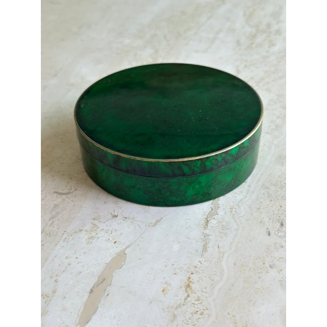 Green Vintage Otagiri Malachite Lacquerware Coaster & Box Set- 5 Pieces For Sale - Image 8 of 9