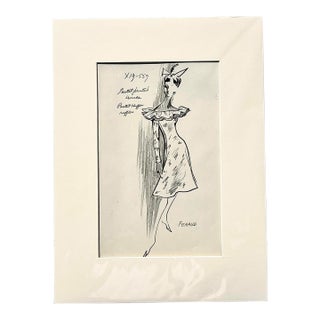 Vintage Boho 70s Original Louis Feraud Sketch For Sale
