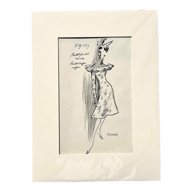 Vintage Boho 70s Original Louis Feraud Sketch For Sale