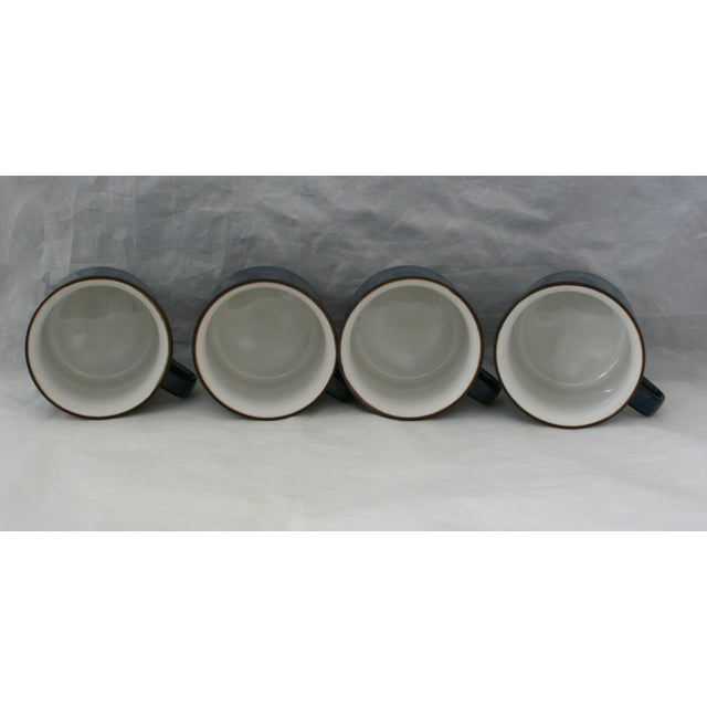 Vintage 70s Haniwa Ranmaru Capri Pattern Stoneware Cups & Saucers - 8 Pieces For Sale In West Palm - Image 6 of 13