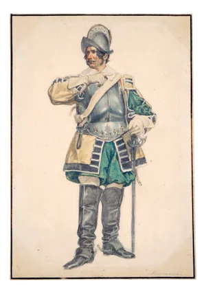 Theodor Hosemann, The Actor Karl Seydelmann, Probably as Max Piccolomini, 1840s, Watercolor