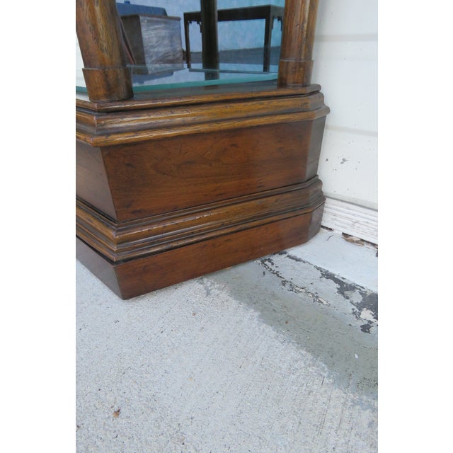 Wood Late 20th Century Hollywood Regency Extra Tall and Narrow Glass Shelving Display Bookshelf 6188 For Sale - Image 7 of 17