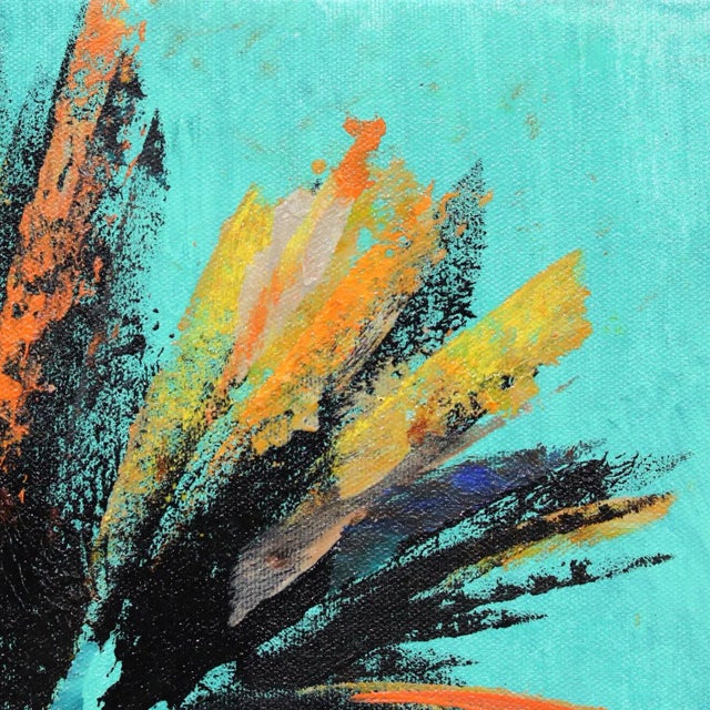Realism Verdigris Breeze - Turquoise Sky Colorful Palm Tree Original Artwork by Kathleen Keifer For Sale - Image 3 of 9