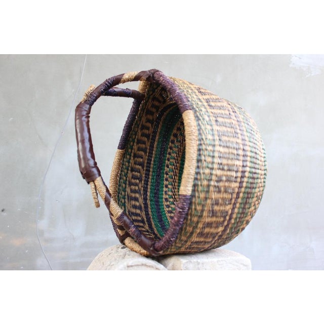 Natural Basket with leather handles. African Bolga shopping Basket handwoven in Africa Bolga baskets are handmade in...