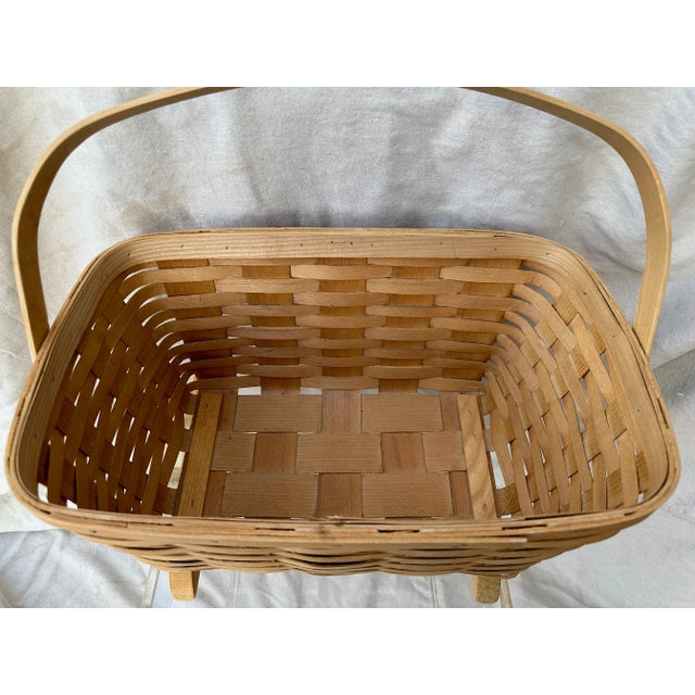 American Vintage Peterboro Basket Co. Handwoven Gathering Basket For Sale - Image 3 of 6