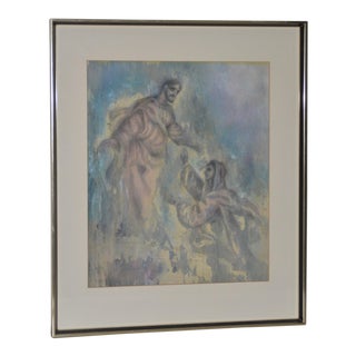 Charles Ware (1921-2005) Mid Century Modern Watercolor on Linen C.1969 For Sale